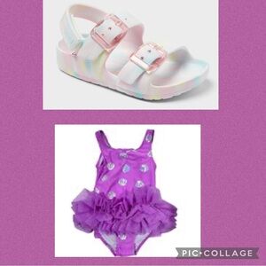 2 Cat & Jack baby girl Items! Tutu swim suit 12 months and sandals size 5 🩷